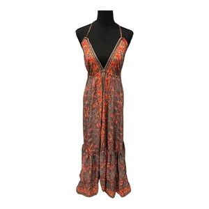 Zury Women's Maxi Dress Free Size Silk Blend with Tassels